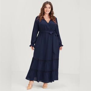 BloomChic Navy V-Neck Tie-Waist Maxi Dress